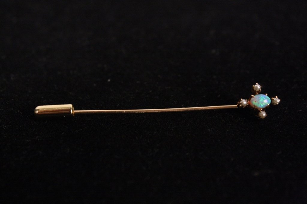 Antique Edwardian 14kt Gold Opal Mens Tie Pin (1 of 3)