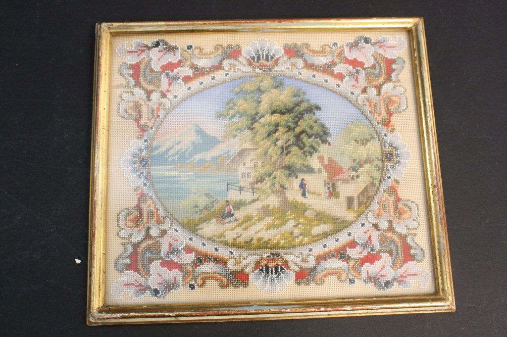 Antique Victorian German Beaded Landscape (1 of 3)