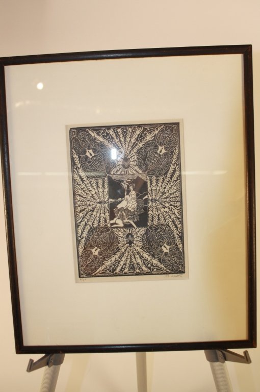 French Art Deco Oriental Woodblock Print by Lark (1 of 5)