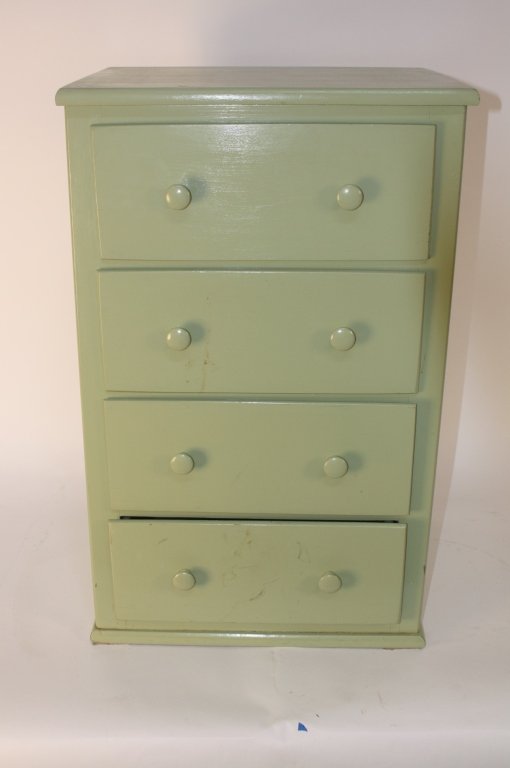 Vintage Lemon Lime Wood Painted Side Dresser: Vintage lemon lime wood painted side dresser, measuring in inches 32H X20.25W 16D.