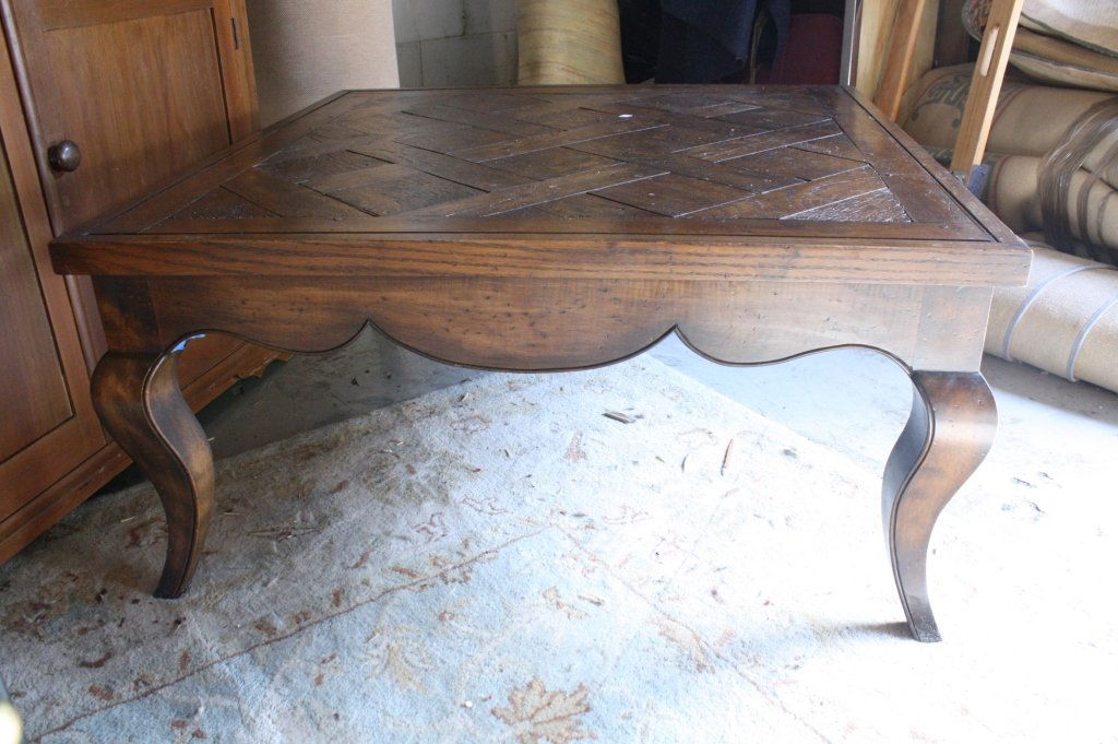 Rustic Mahogany Basket Weave Coffee Table (1 of 5)