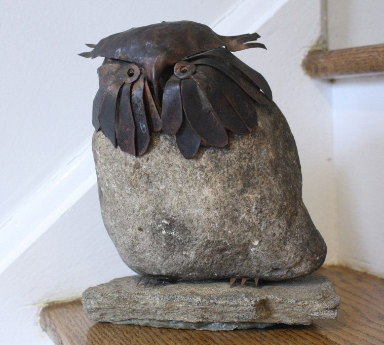 Stone and Metal Mixed Media Owl Sculpture (1 of 7)
