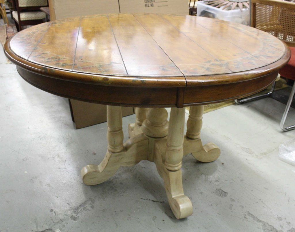 Round 48 Inch Country French Stenciled Top Table (1 of 7)