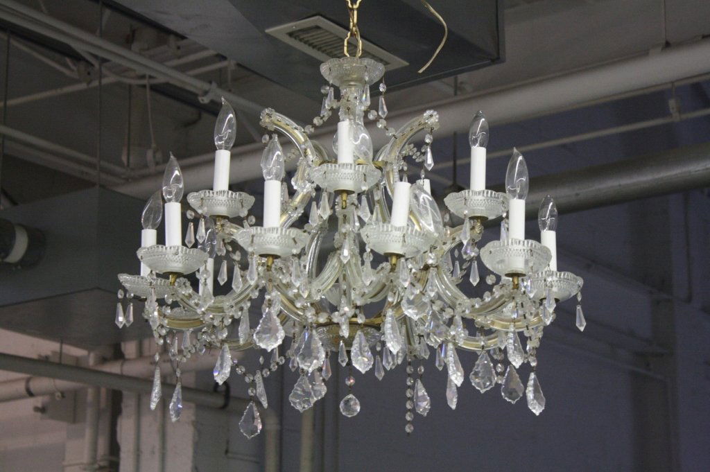 Large Vintage Dining Room Crystal Chandelier (1 of 5)
