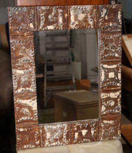 Metal Painted Hammered Industrial Modern Mirror (1 of 6)
