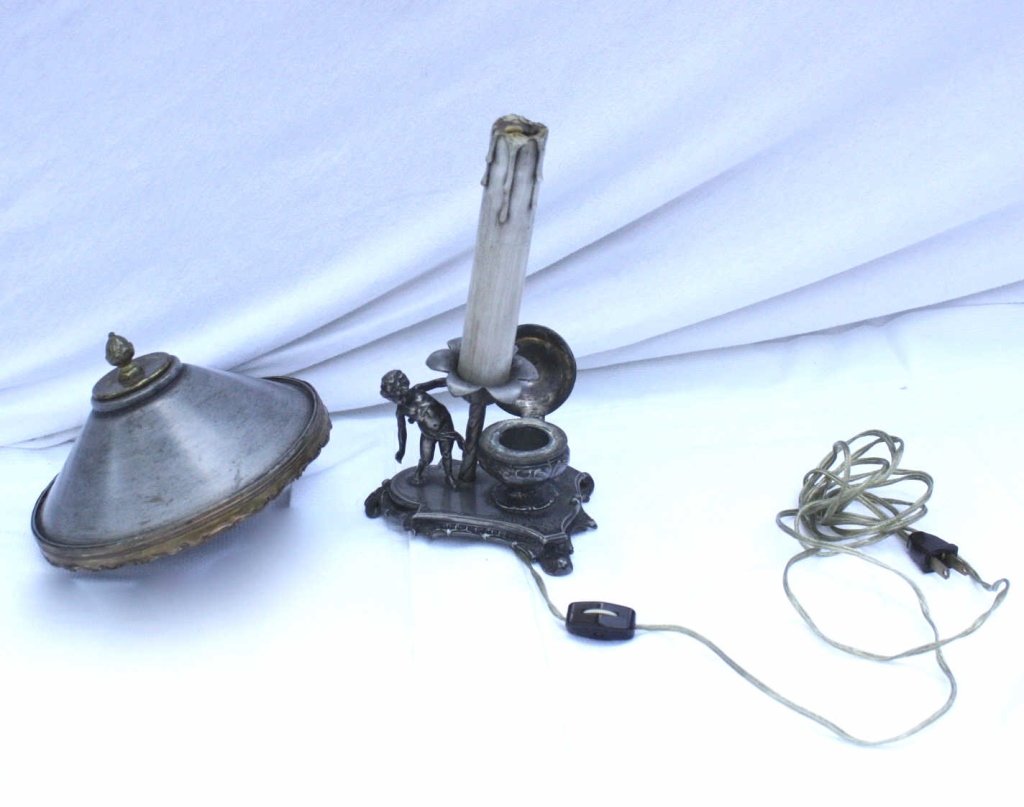 Antique Victorian Sterling Inkwell Lamp (1 of 6)