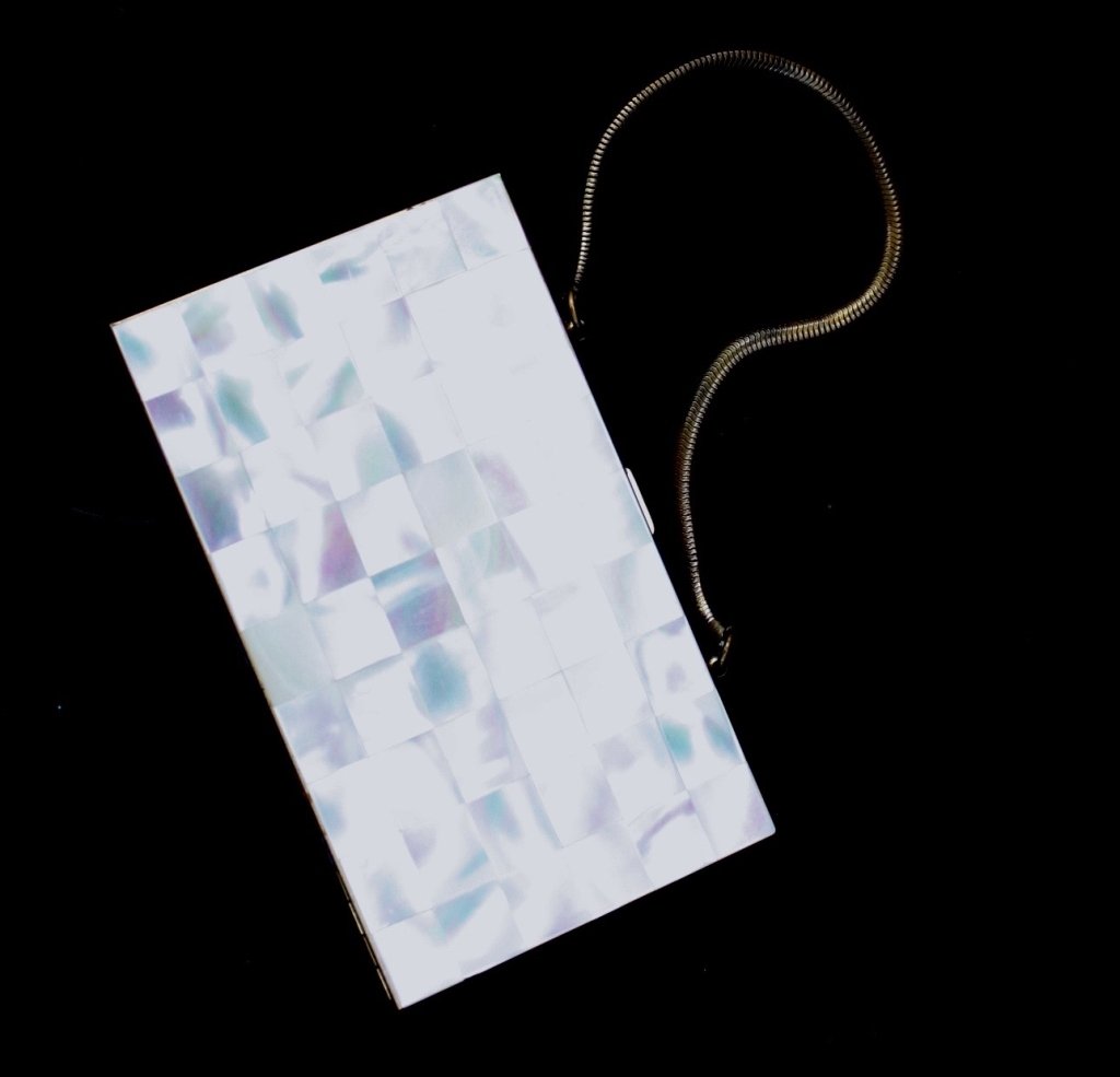 Vintage Mother of Pearl Brass and Metal Clutch (1 of 6)