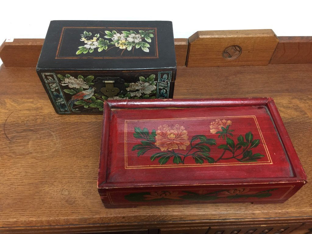 Vintage Hand-painted Black and Red Storage Boxes (1 of 7)