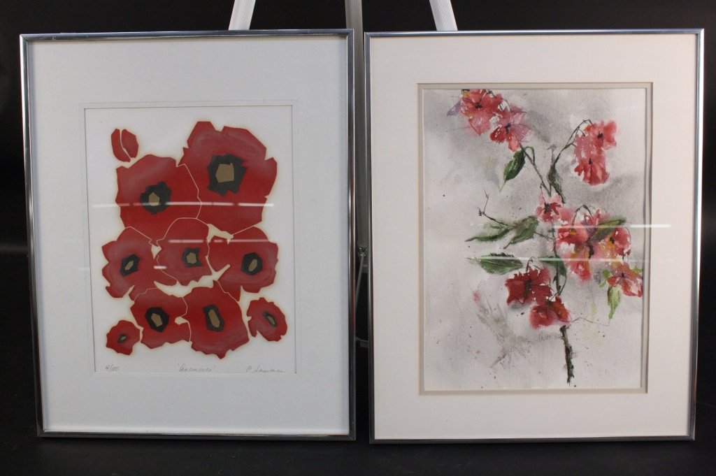 Two Red Floral Artworks Framed (1 of 5)