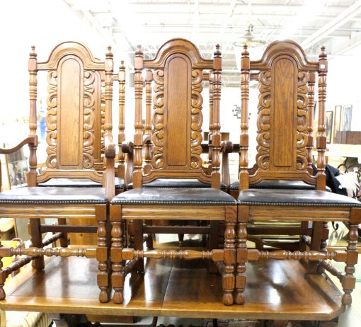 Six Mid Century High Back Oak Dining Chairs (1 of 6)