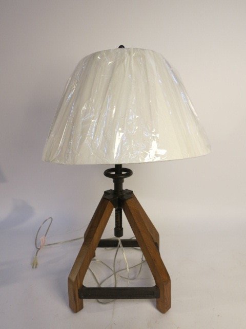 Industrial Wrought Iron and Wood Lamp (1 of 5)