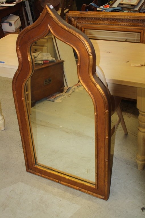 Vintage Wood Frame Mirror Distressed Bronze Paint (1 of 4)