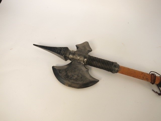Rare SURVIVOR Season 1 Prop Halberd Axe: A rare one of a kind prop axe from the Survivor Series Season 1. Its in good condition and a great piece of T.V. memorabilia. Property of the executive producer. measures 77 inches long.