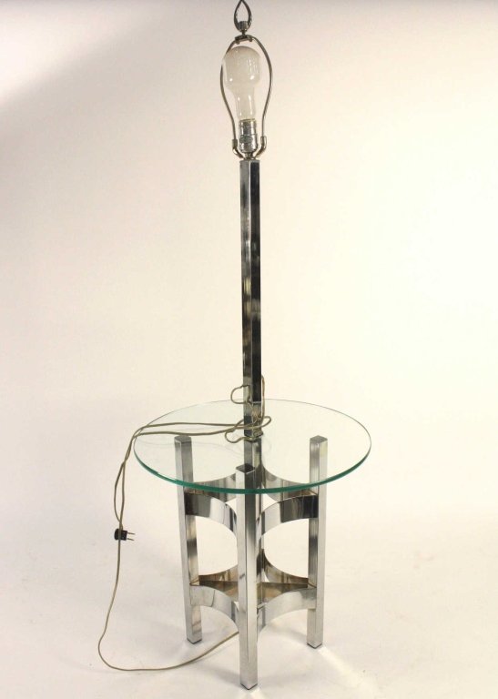 Contemporary Chrome and Glass Lamp Side Table (1 of 4)
