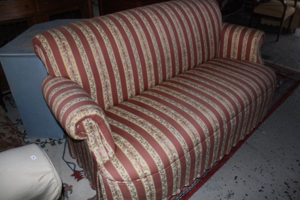 Pair Upholstered Roll Arm Sofas on Casters (1 of 2)