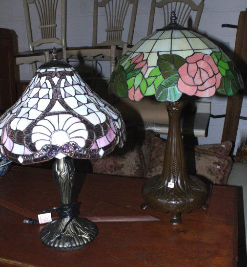 Group Lot of Two Tiffany Style Lamps (1 of 5)