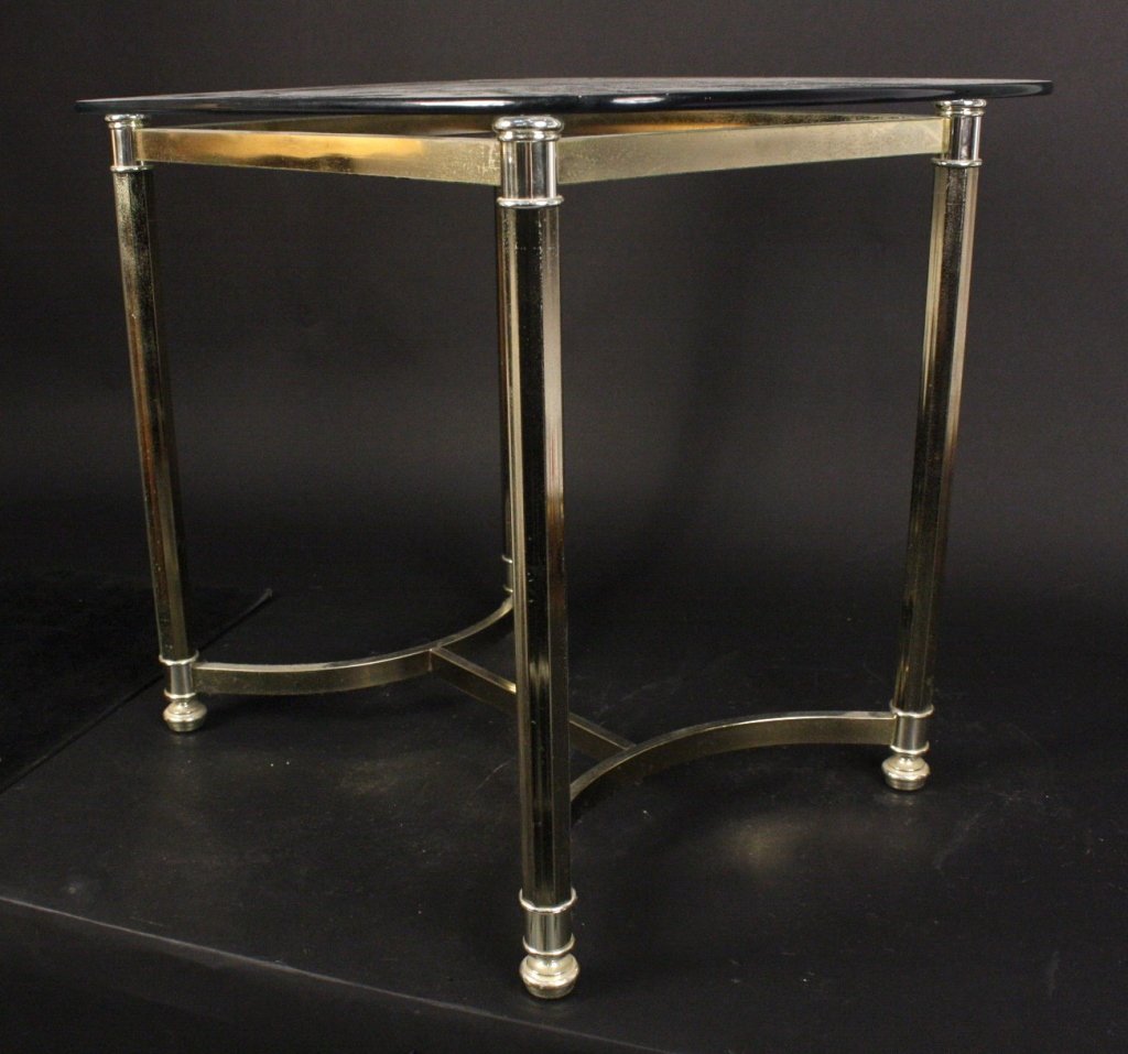 Vintage Glass top End Table with Chrome Base (1 of 5)