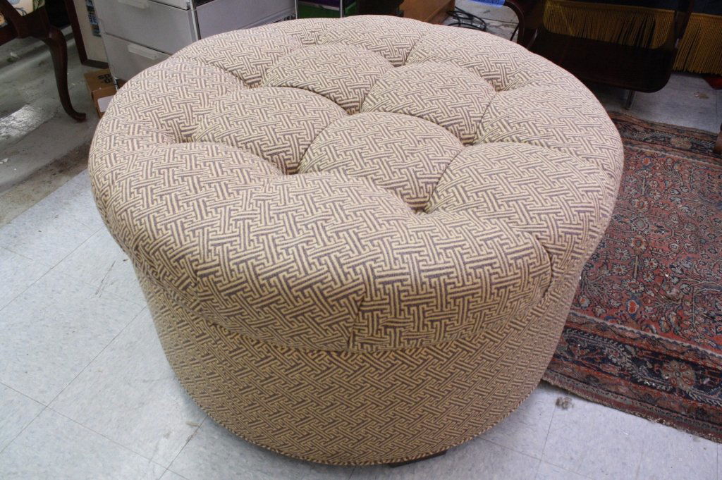 Custom Round Upholstered Ottoman (1 of 9)