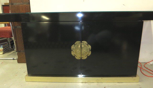 Asian Black Lacquer Sideboard with Glass Top (1 of 5)
