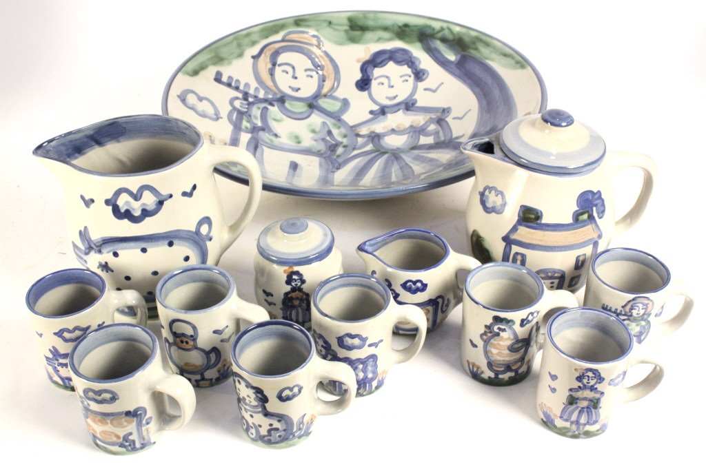 M.A. HADLEY Hand Crafted Pottery Set 47 pieces (1 of 10)