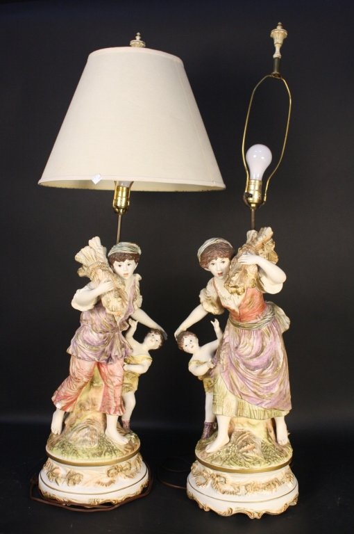 Large antique figural lamps pair (1 of 10)