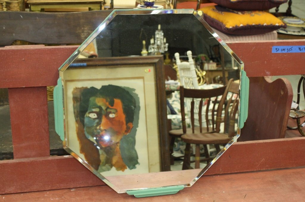 Art Deco Wood and Octagon mirror (1 of 4)