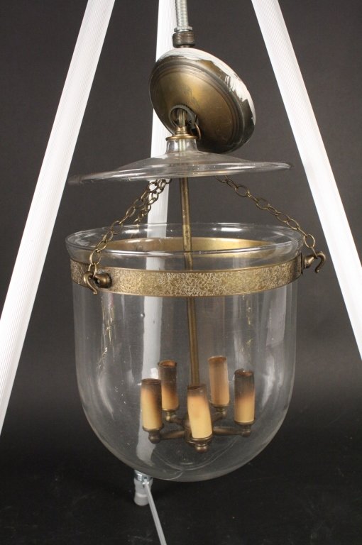 Glass Bell Lantern with Brass Trim (1 of 4)