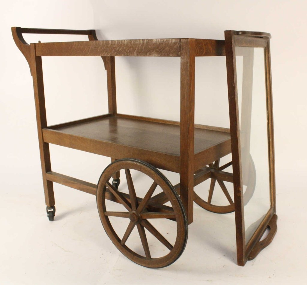 Vintage Glass and Wood Bar Cart (1 of 9)