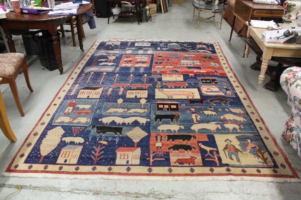 Hand Made Wool Folk art Carpet (1 of 4)