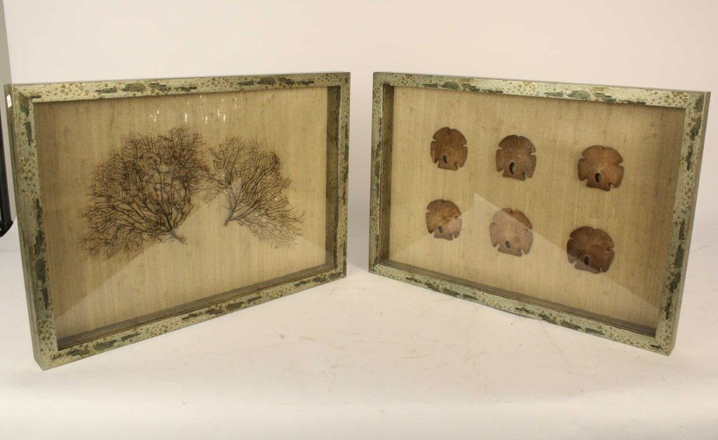 Pair of Green and Gold Framed and Mounted Coral (1 of 6)