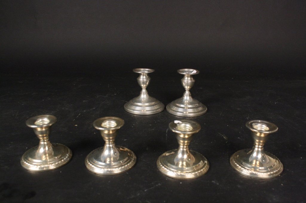 STERLING SILVER Group Lot 6 Candlesticks (1 of 8)