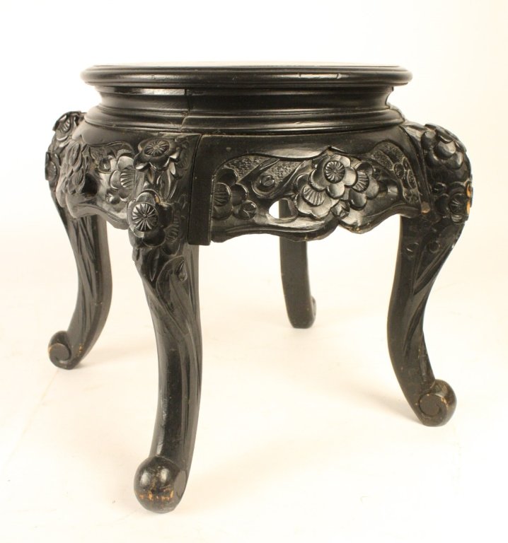 Carved wood Asian low table (1 of 9)