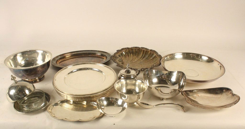 Group lot silver plate platters bowls plus (1 of 8)