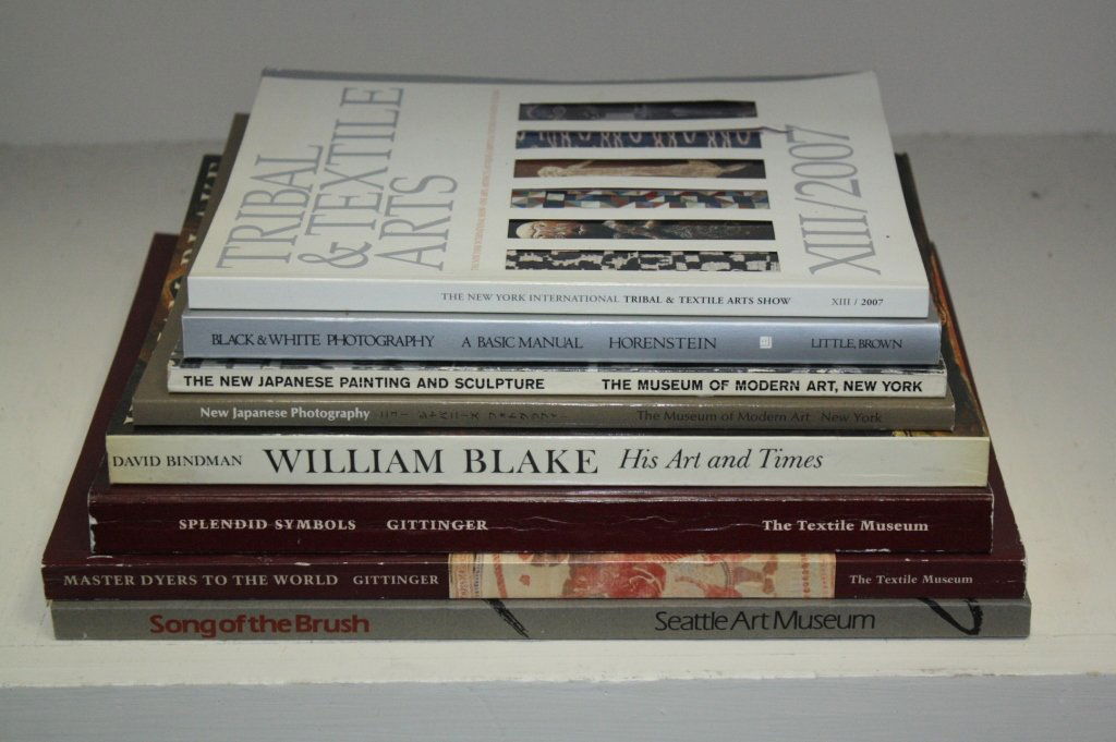 Group Lot of 8 Art Books: Tribal & Textile Arts, Black & White Photography, The New Japanese Painting and Sculpture, New Japanese Photography, William Blake His Art and Times, Splendid Symbols Textiles and Tradition in Indones