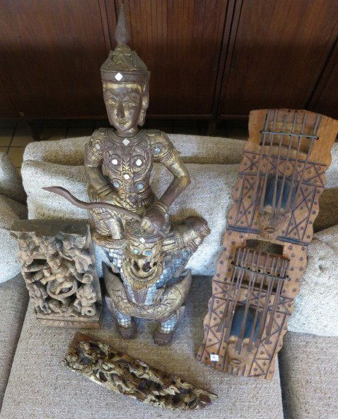 Group lot FOUR Carve Wood Fragments-Wall Relief's (1 of 10)