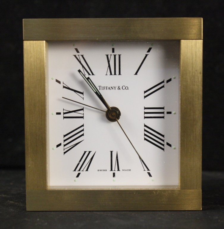 TIFFANY Brushed brass desk clock (1 of 5)