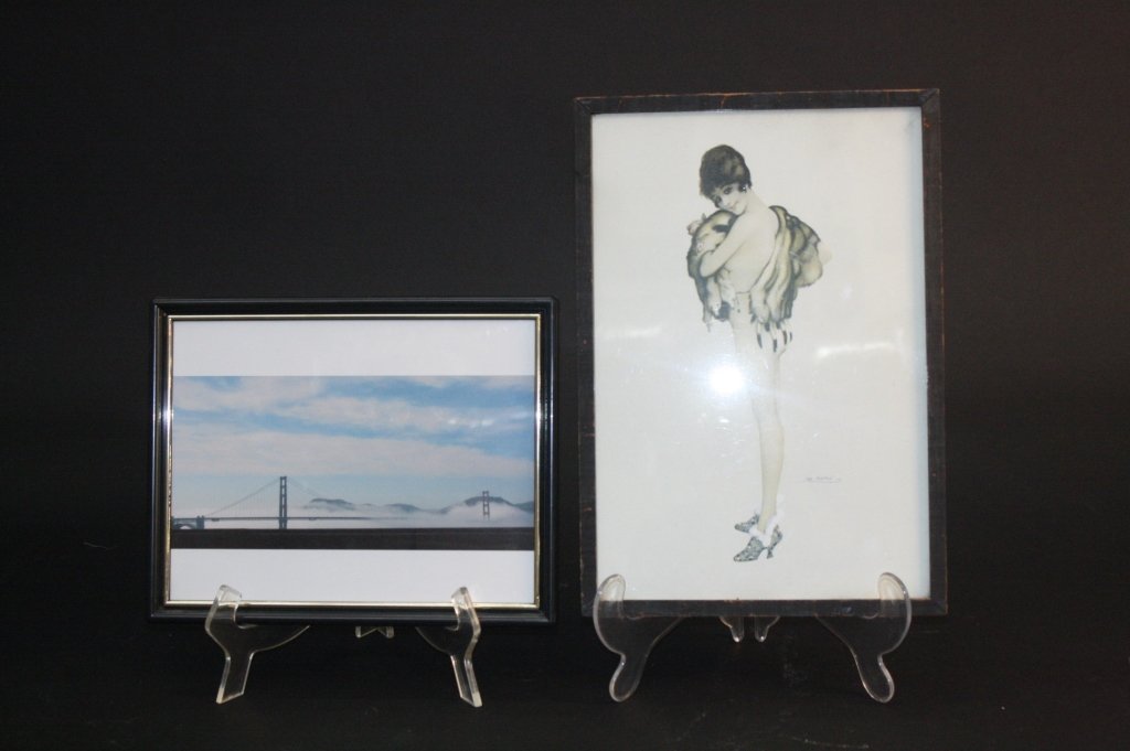 Two Vintage Pictures Framed Bridge and A Woman (1 of 6)