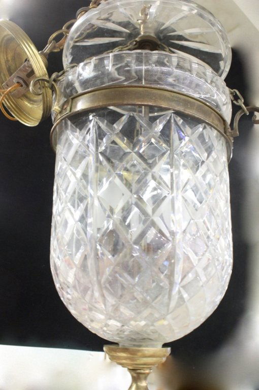 Cut Crystal and Brass Globe Chandelier (1 of 6)