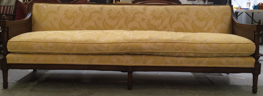 Vintage Wood Framed Sofa with Gold Fabric (1 of 9)