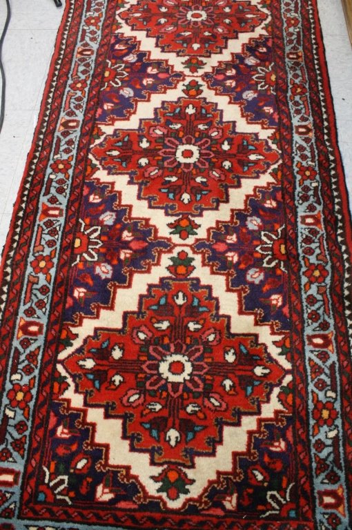 Red and Blue Floral Aztec Patterned Rug Runner (1 of 6)