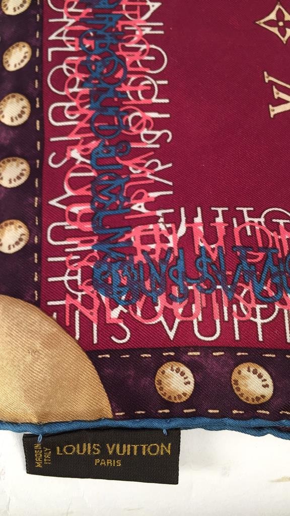LOUIS VUITTON Silk Square Mono. Map Scarf (1 of 9)