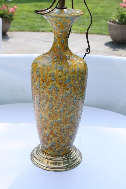 1960s Yellow Polka Dot Pottery Lamp (1 of 4)