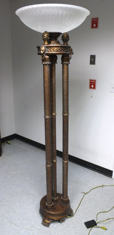 Torchiere Floor Lamp adorned with Lion Heads (1 of 8)