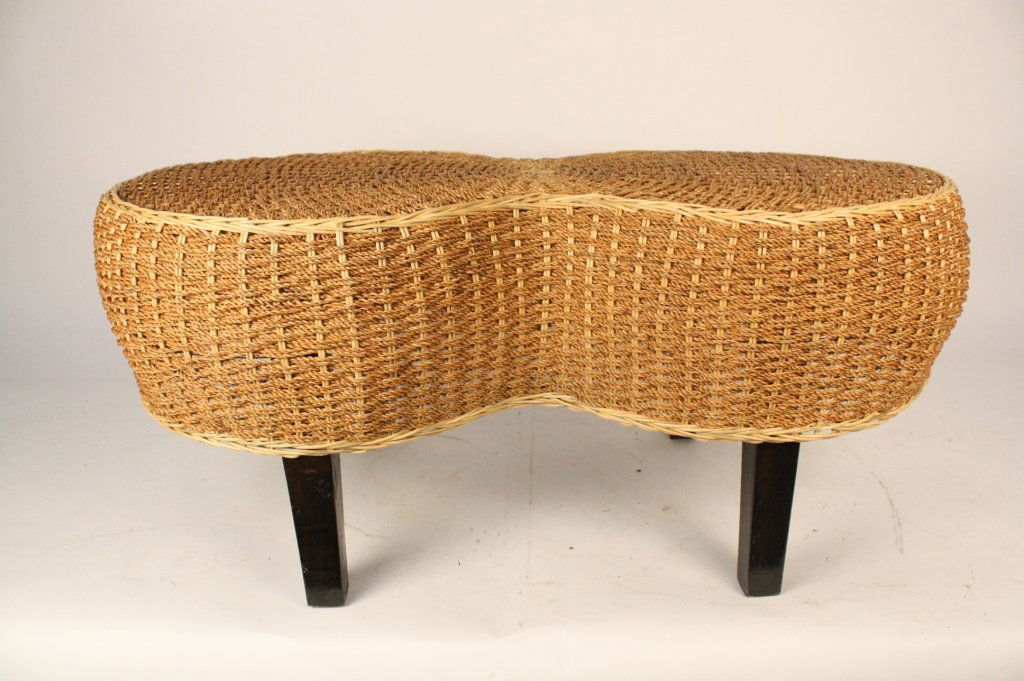 Kidney Shaped Woven Ottoman / Coffee table