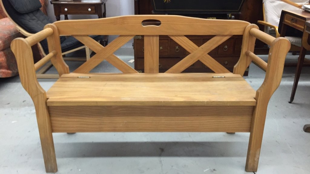 Vintage Flip Top Wood Bench (1 of 6)