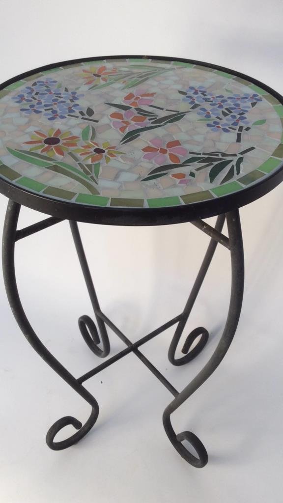 Glass Mosaic and Iron Side Table (1 of 9)