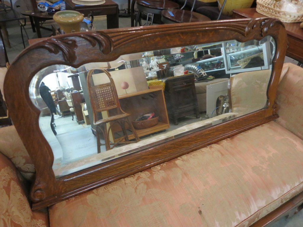 Wood Carved Bureau Mirror (1 of 4)