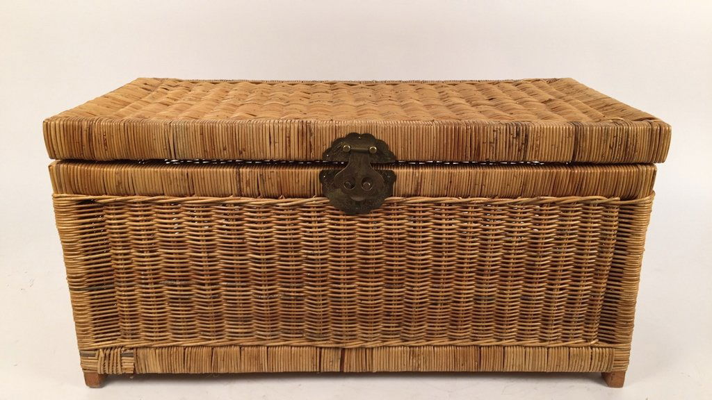 Wicker Trunk w Etched brass Hardware (1 of 5)