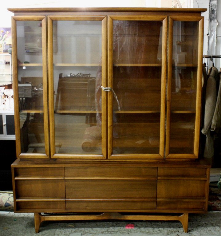 Mid Century Modern Danish Teak Cabinet Glass Doors (1 of 9)