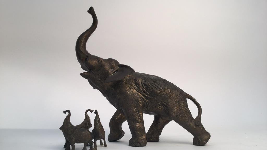 Group lot metal elephant sculptures (1 of 9)